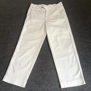 Anthropologie Cropped Pants Womens 27 Cream Pockets High Rise Flat Front Casual